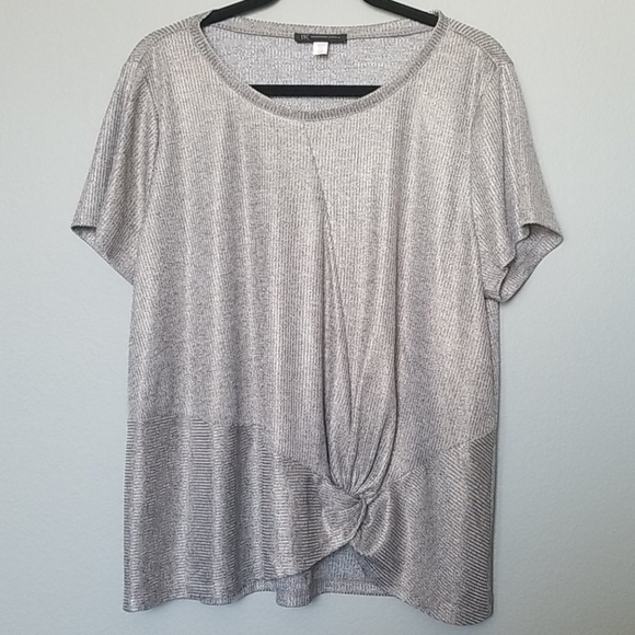 INC silver shimmer twist front top 0X - Picture 1 of 5